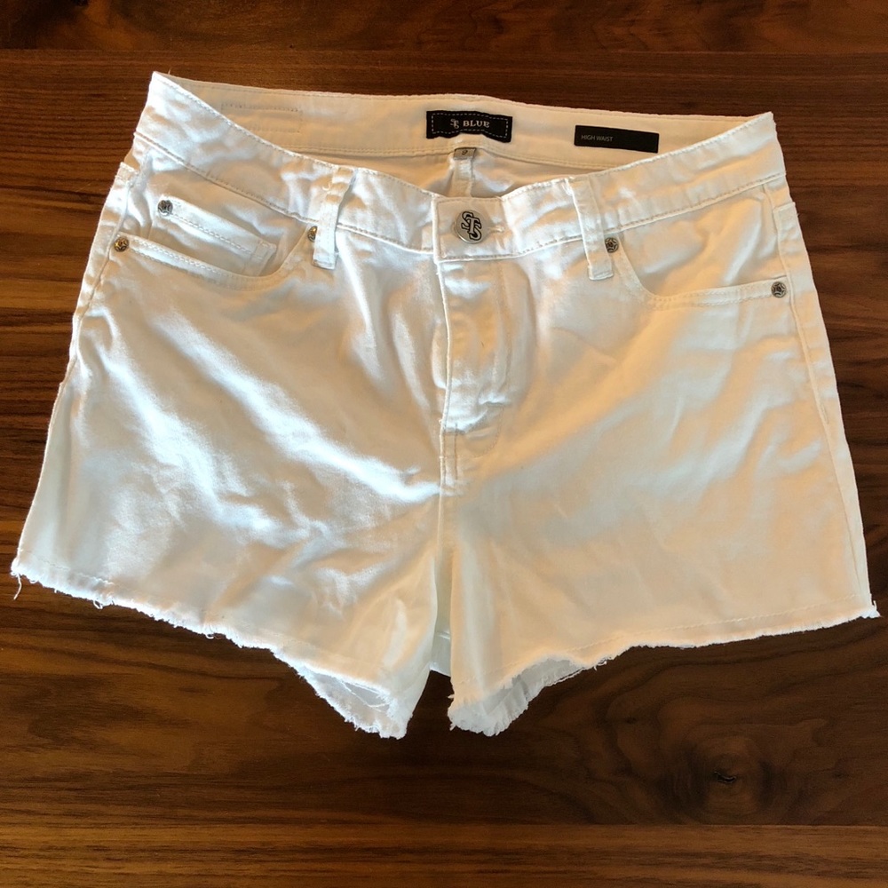 STS BLUE White Denim High Rise Cut Off Shorts